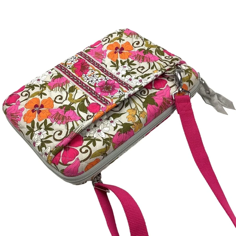 Vera Bradley Tea Garden Pink Floral Hard Shell Mini Laptop ipad Case Bag Quilted